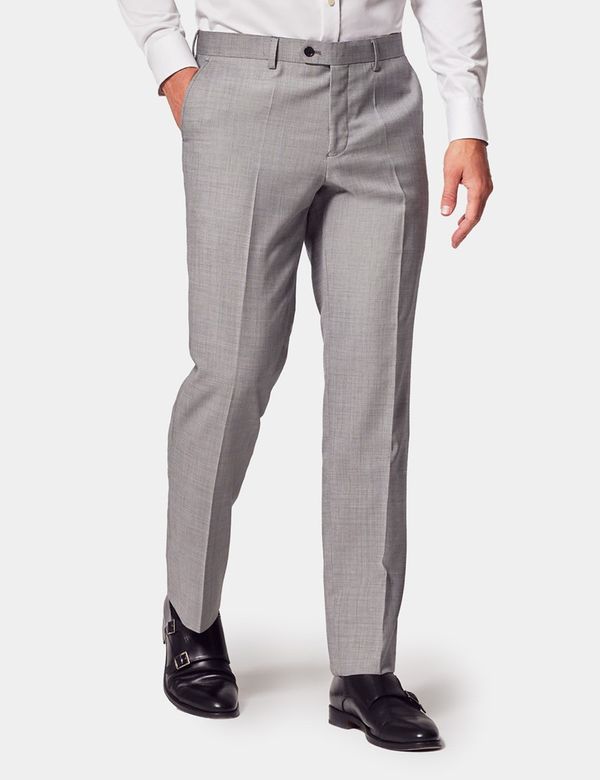 Slim Fit Light Grey Twill Suit Pants