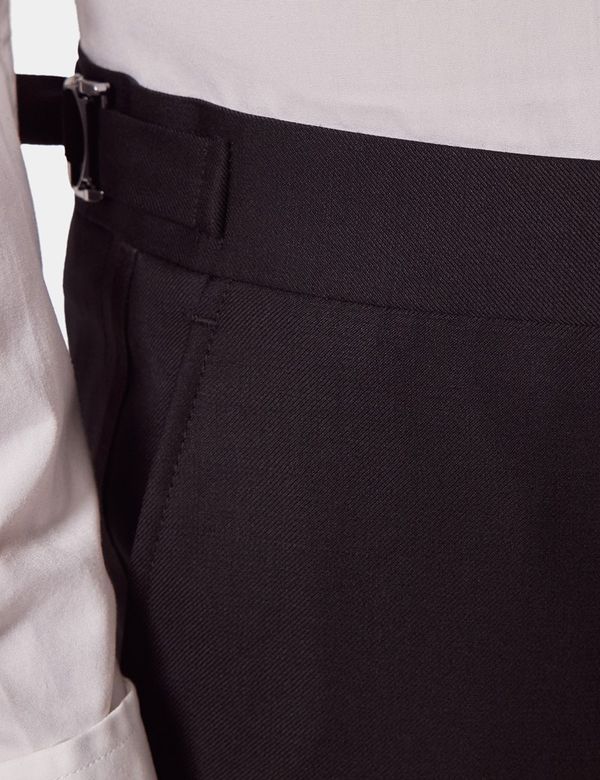 Side Tab Mens Dress Pants With Side Adjusters Men's Black Wool