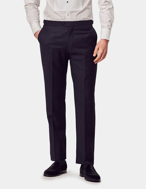Slim Fit Navy Dinner Suit Trousers with Side Adjusters