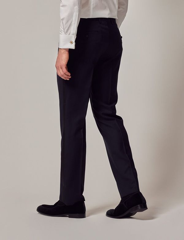 Men's Black Slim Fit Dinner Suit Pants With Belt Loops