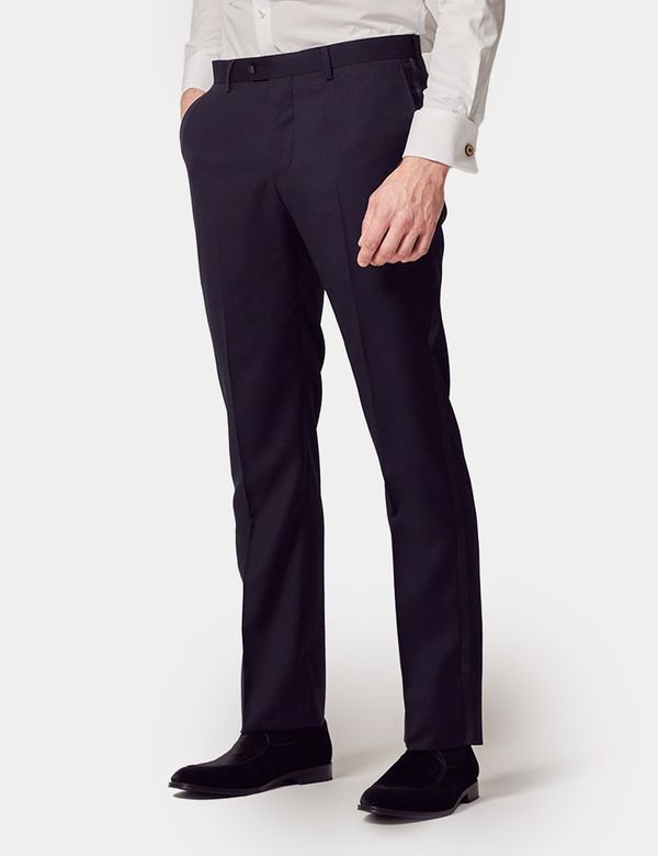 Men's Black Slim Fit Dinner Suit Pants With Belt Loops