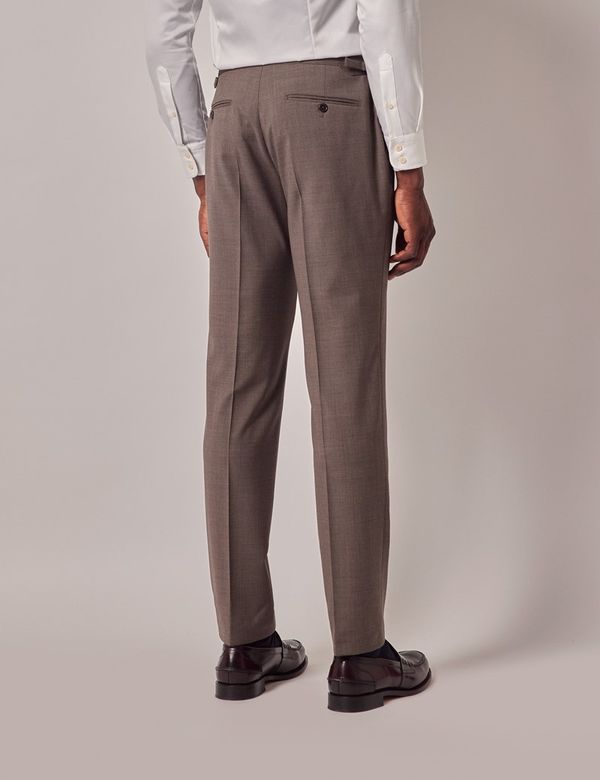 Men's Brown Stretch Wool Slim Suit Pants| Hawes and Curtis