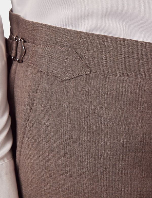 Men's Brown Stretch Wool Slim Suit Pants| Hawes and Curtis