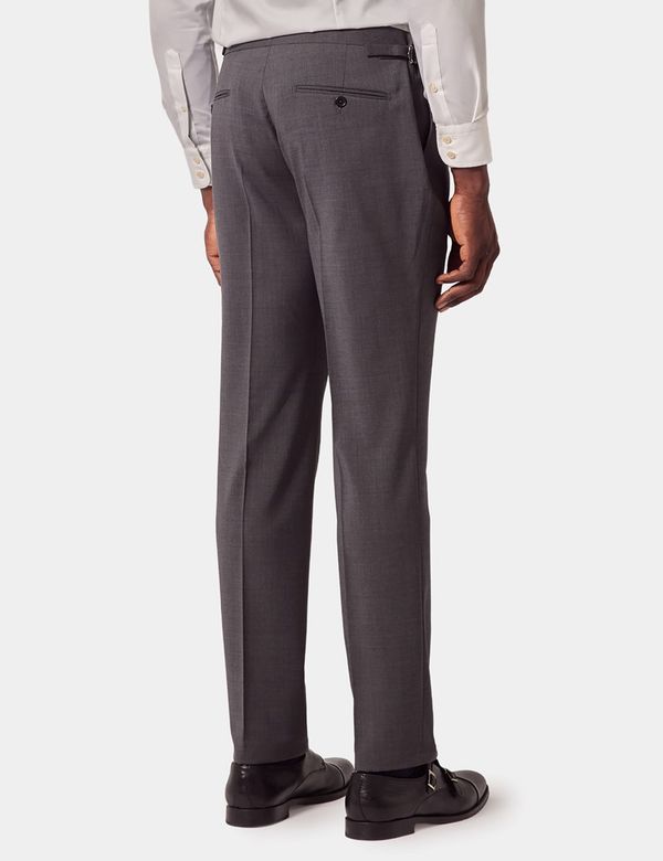 Men's Dark Grey Stretch Wool Slim Suit Pants| Hawes and Curtis