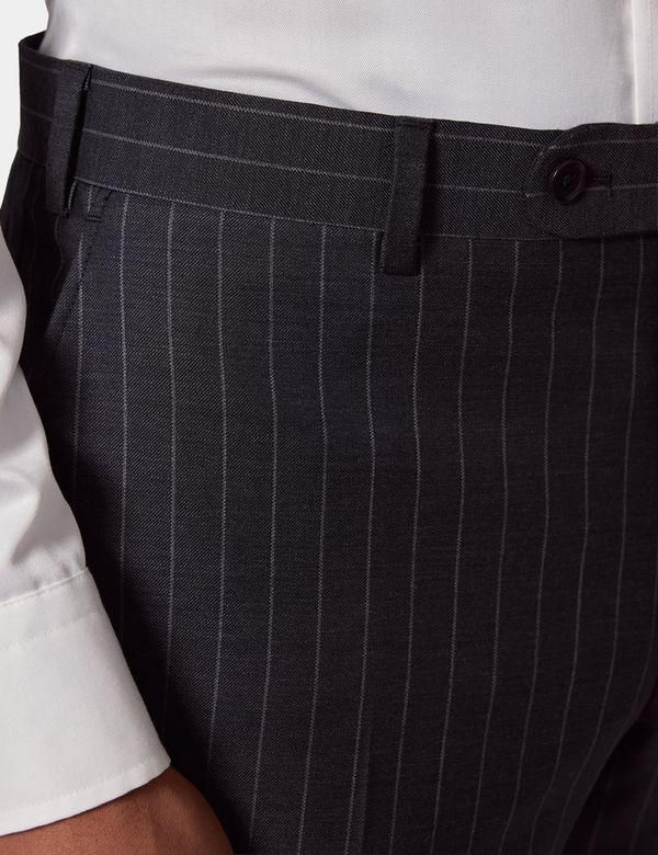 Men's Tailored Fit Charcoal Chalk Stripe Suit Pants| Hawes and Curtis