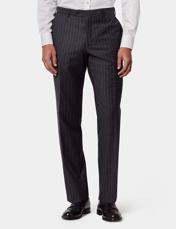Men's Tailored Fit Charcoal Chalk Stripe Suit Pants| Hawes and Curtis