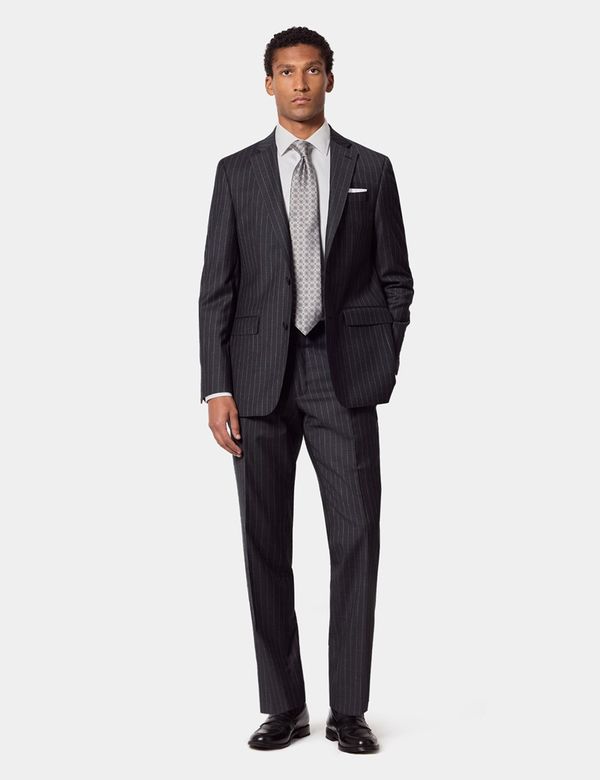 Men's Tailored Fit Charcoal Chalk Stripe Suit Pants| Hawes and Curtis