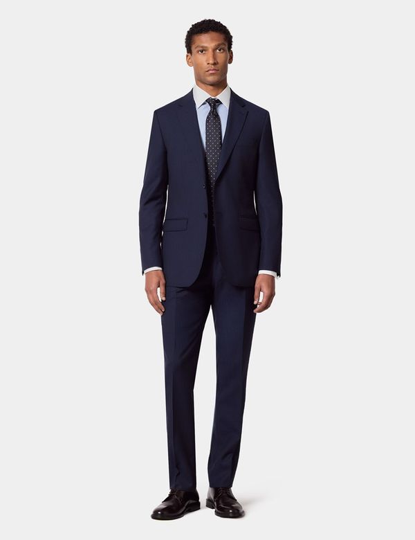 Hawes & Curtis Slim Fit Dark Blue Pinstripe Suit Pants | Wool | Striped | Men's