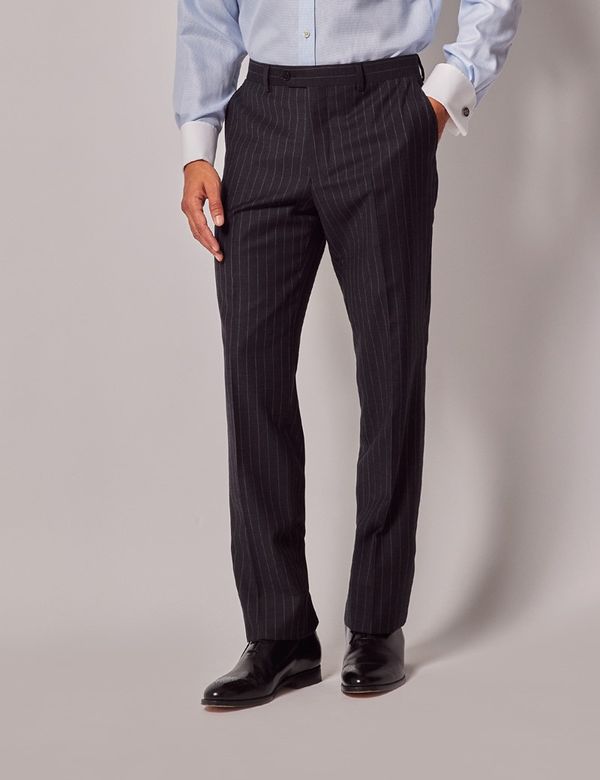 Men's Charcoal Chalk Stripe Slim Suit Pants | Hawes & Curtis