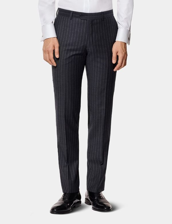 【TR SLACKS】(CHALK STRIPE) サイズ0 Men's Charcoal Chalk Stripe Slim Fit Suit Pants| Hawes & Curtis