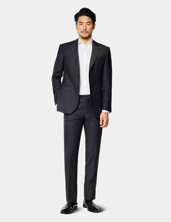 Men's Charcoal Chalk Stripe Slim Fit Suit Pants| Hawes & Curtis