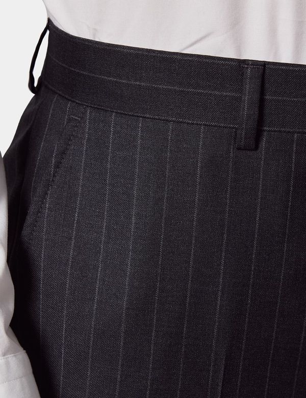 Men's Tailored Fit Charcoal Chalk Stripe 1913 Suit Pants | Hawes