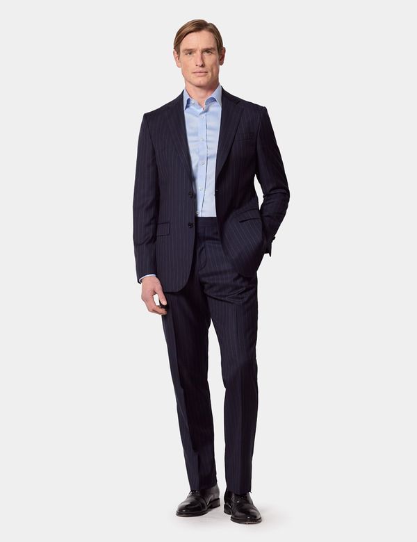 Men's Tailored Fit Navy Chalk Stripe 1913 Suit Pants | Hawes & Curtis