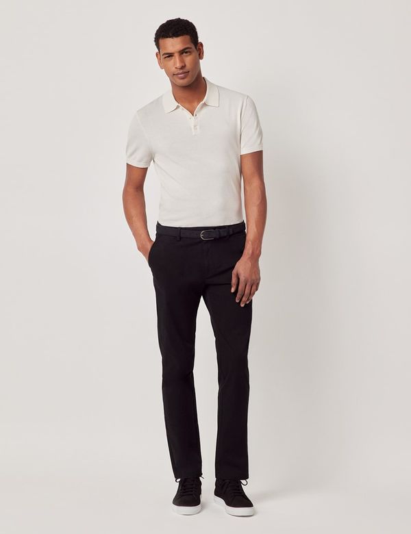 Men's Black Garment Dyed Cotton Stretch Slim Fit Chinos Men's Black Garment Dyed Cotton Stretch Slim Fit Chinos