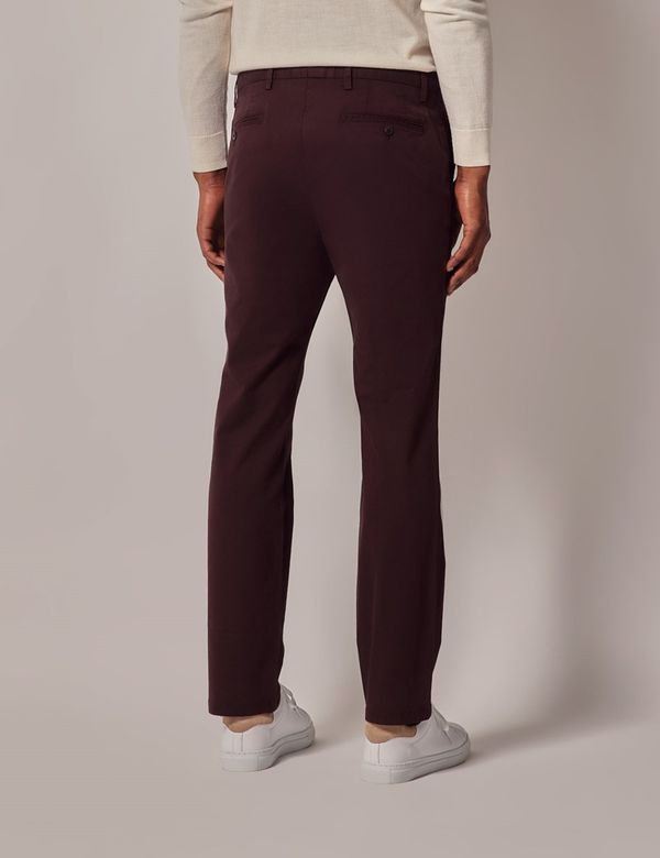 Men's Deep Claret Garment Dyed Cotton Stretch Slim Fit