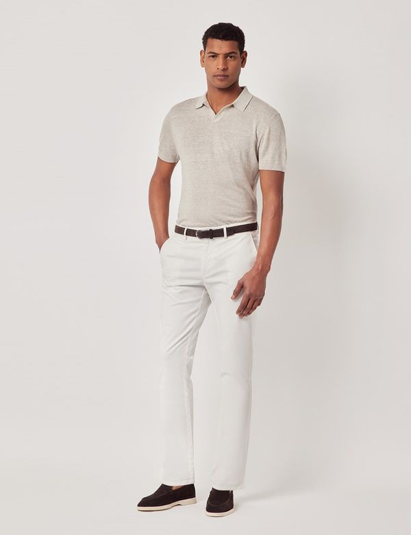 Men's White Garment Dyed Cotton Stretch Slim Fit Chinos Men's White Garment Dyed Cotton Stretch Slim Fit Chinos