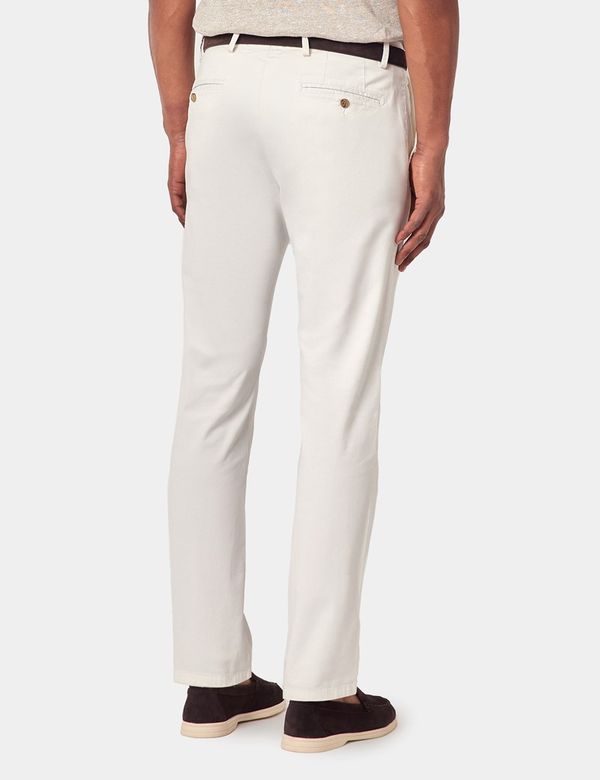 Men's White Garment Dyed Cotton Stretch Slim Fit Chinos