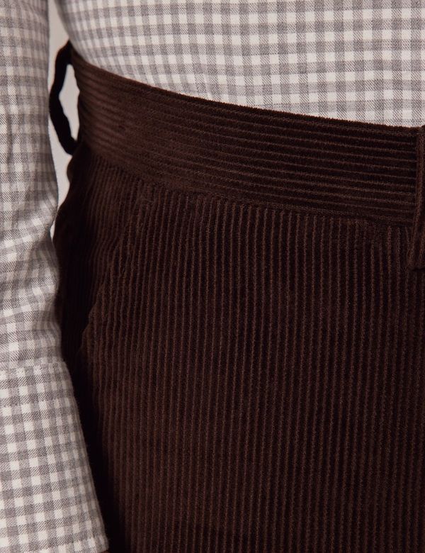 Mens Vicuna Light Brown - Dark Camel Corduroy Brown Cotton Flat Front Formal Dressy Pant main image 0