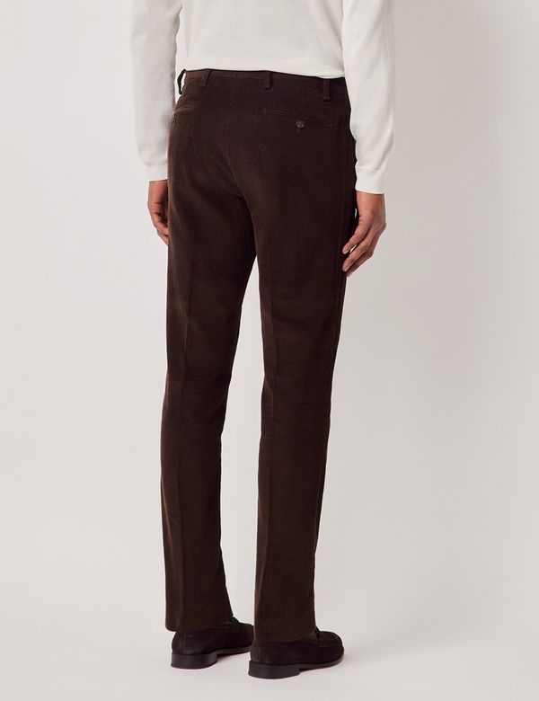 Men's Dark Brown Corduroy Trousers | Hawes & Curtis