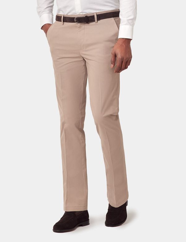 Slim Fit Taupe Smart Chinos