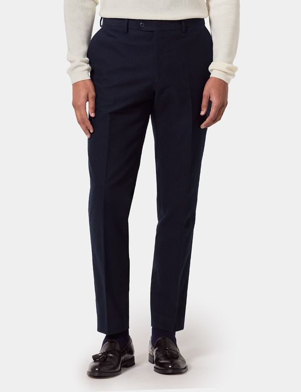 Regular Fit Navy Moleskin Trousers