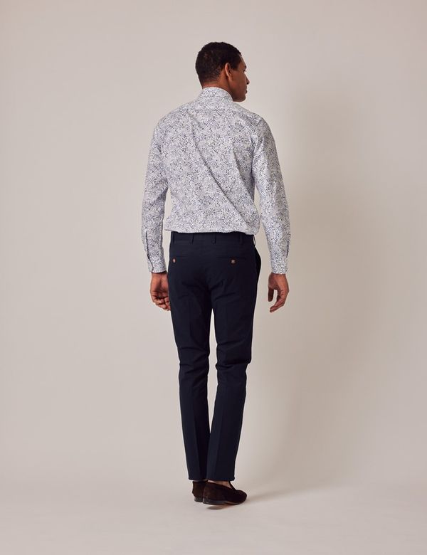 Men's Navy Slim Fit Smart Chinos | Hawes & Curtis