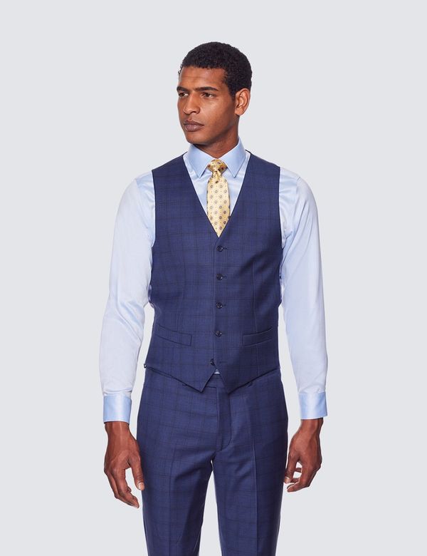 RRL Windowpane vest XL 美品 Men's Navy Windowpane Check Tailored Fit Waistcoat - 1913