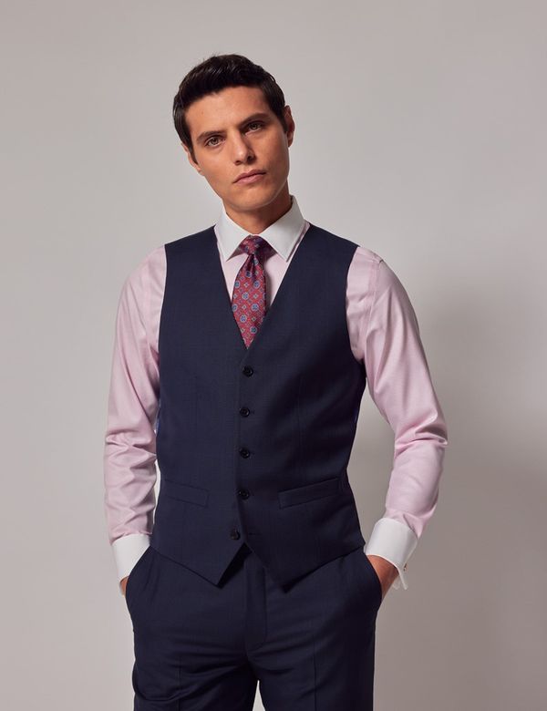 Tailored Fit Navy Windowpane Check 1913 Waistcoat