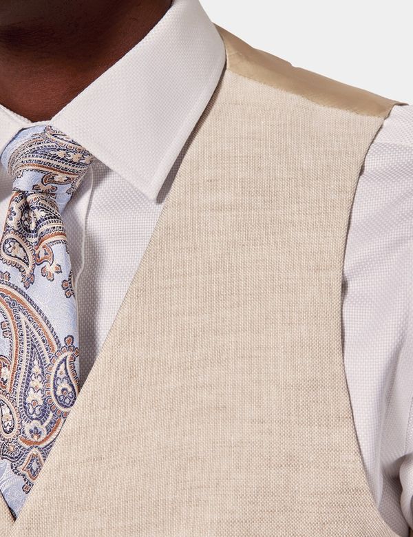 Hawes & Curtis Tailored Fit Cream 1913 Linen Suit Vest | Plain | Men's Hawes & Curtis Tailored Fit Cream 1913 Linen Suit Vest | Plain | Men's