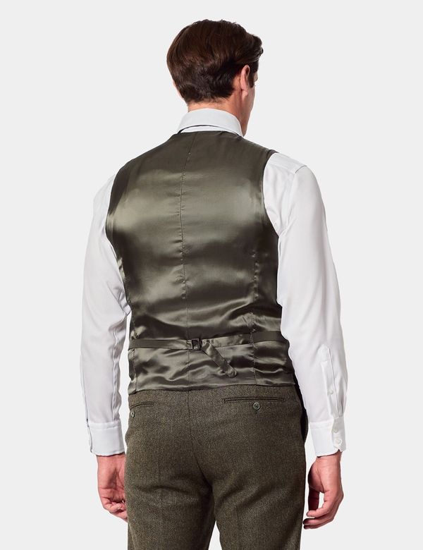 Hawes & Curtis Slim Fit Green Herringbone 1913 Suit Vest | Wool | Plain | Men's Hawes & Curtis Slim Fit Green Herringbone 1913 Suit Vest | Wool | Plain | Men's