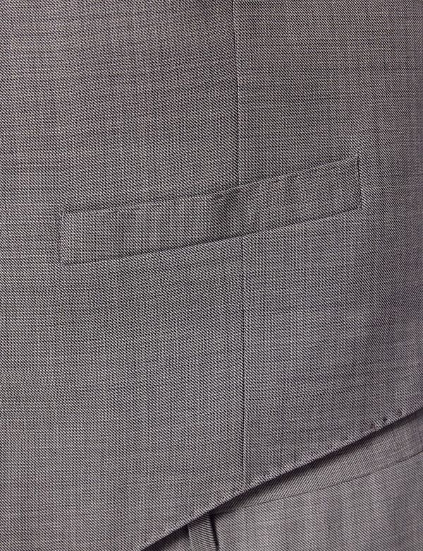 Men's Light Grey Twill Slim Fit Suit Vest - 120s Wool