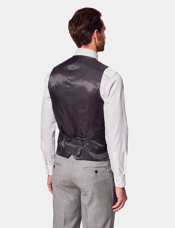 Hawes & Curtis Slim Fit Light Grey Twill Suit Vest | Wool | Plain | Men's Hawes & Curtis Slim Fit Light Grey Twill Suit Vest | Wool | Plain | Men's