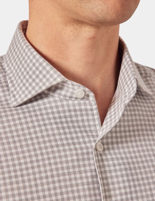 grey gingham dress shirt Chef Works Women's Modern Gingham Long Sleeve Dress Shirt