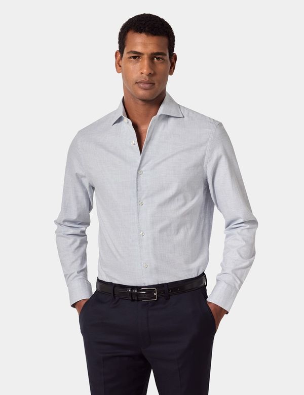 Slim Fit Light Blue & White Puppytooth Shirt