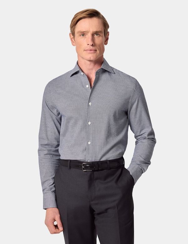 Slim Fit Navy & White Puppytooth Shirt