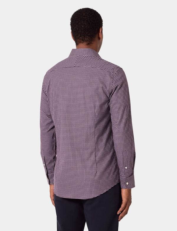 Men's Slim Fit Burgundy & White Grid Check Shirt | Hawes & Curtis Men's Slim Fit Burgundy & White Grid Check Shirt | Hawes & Curtis