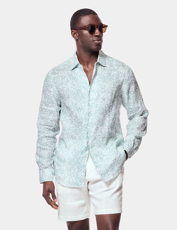 mens white floral dress shirt Eight X Men's Cotton Floral Shirt in White/Blue | Size: 3XL