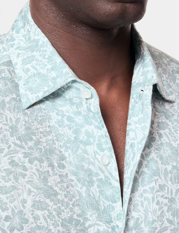 green floral dress shirt men Men's Slim Fit & White Linen h&m oversized shirt