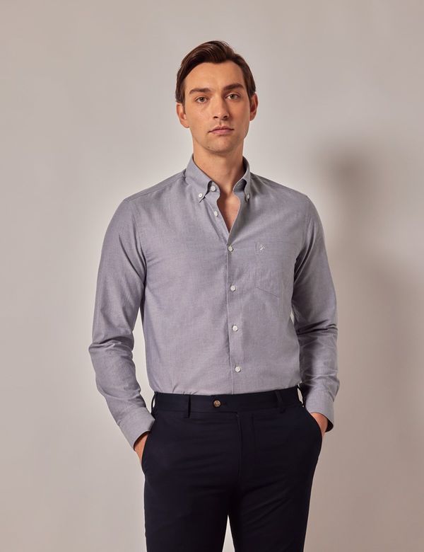 Oxford Yellow Button-Down Point Collar Men'S Short Sleeve Cotton Blend Men'S Dress Shirt main image 0