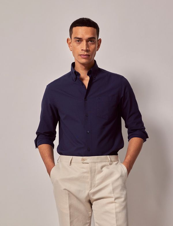 Regular Fit Navy Oxford Shirt
