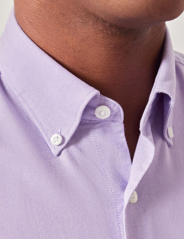 Men's Lilac Washed Oxford Shirt - Button Down Collar | Hawes