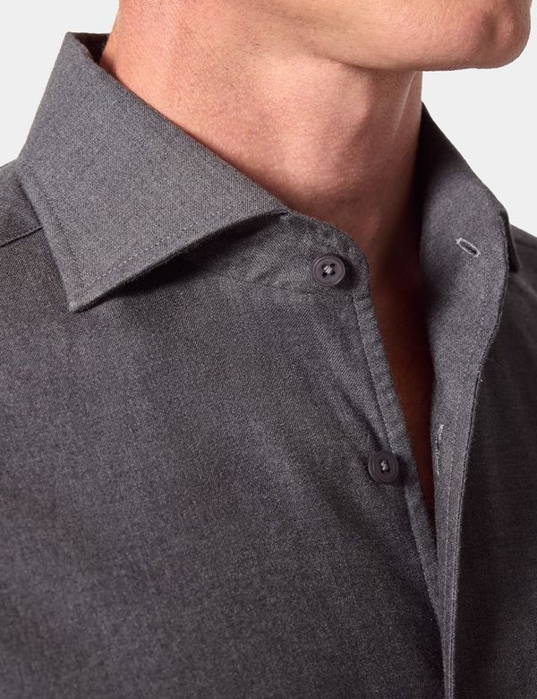 Hawes & Curtis Slim Fit Dark Grey Shirt | Cotton | Plain | Men's Hawes & Curtis Slim Fit Dark Grey Shirt | Cotton | Plain | Men's