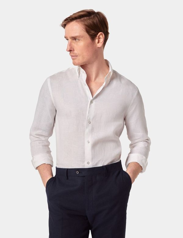 Slim Fit White Linen Shirt