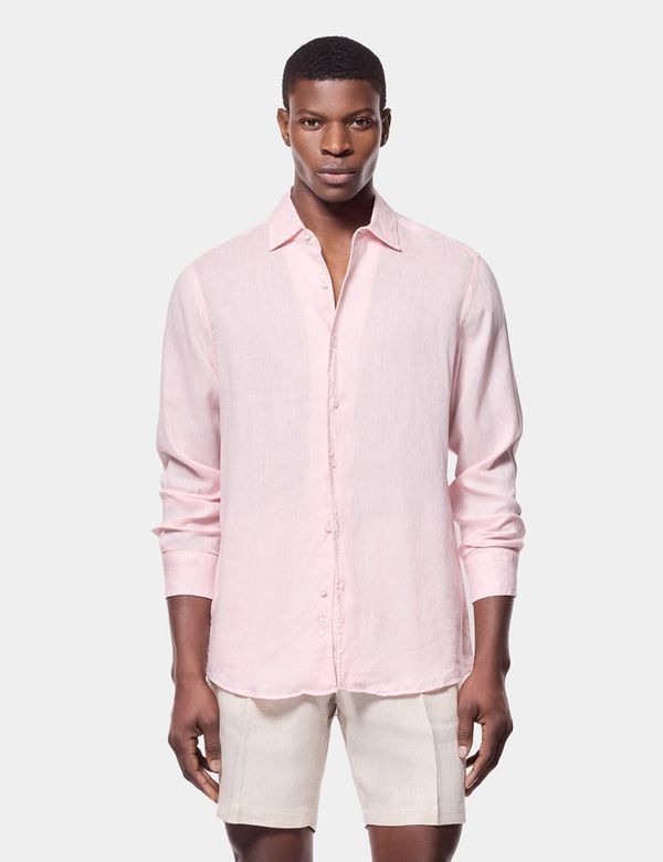 Slim Fit Pink Linen Shirt