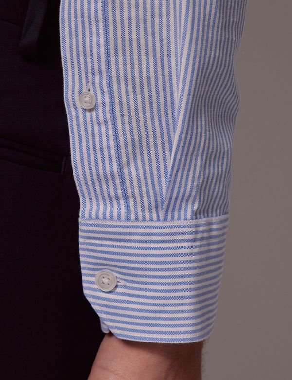 Men's Blue & White Stripe Oxford Shirt - Button Down Collar Men's Blue & White Stripe Oxford Shirt - Button Down Collar