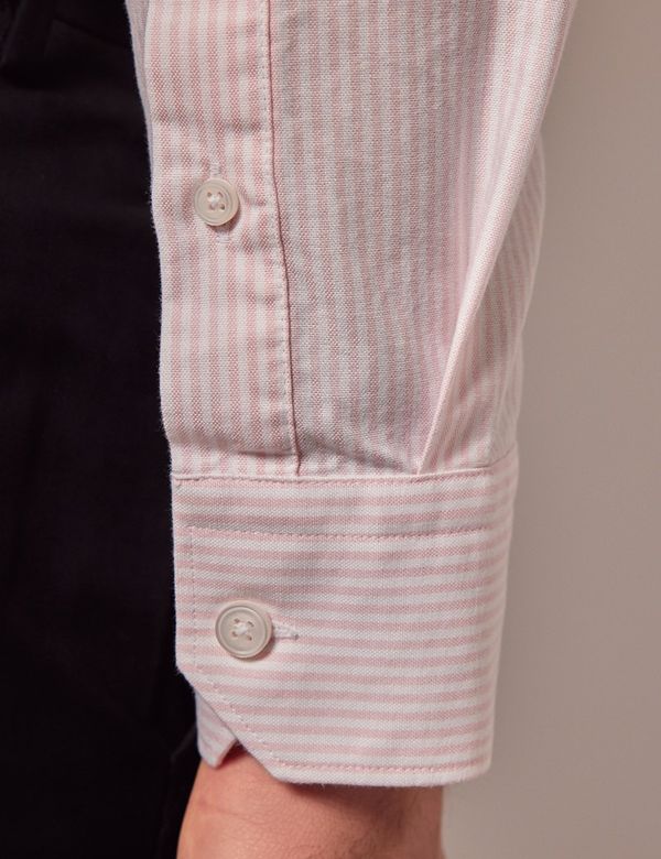 Men's Pink & White Stripe Oxford Shirt - Button Down Collar Men's Pink & White Stripe Oxford Shirt - Button Down Collar