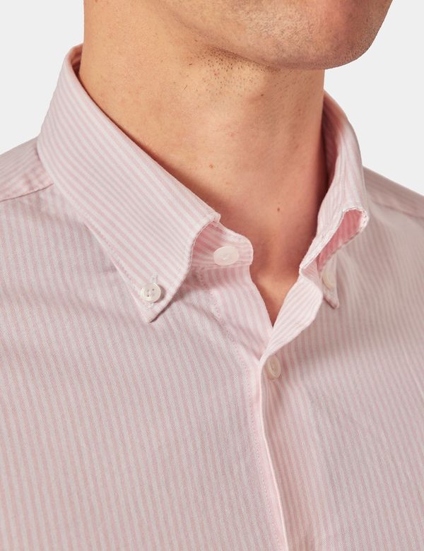 open lace back dress Men's Pink White Stripe Cotton Classic Fit Formal Shirt With Single Cuffs