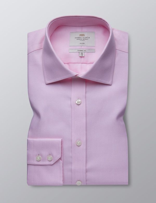 hawes and curtis dress shirts Classic Pink Twill Fit Non-Iron Shirt