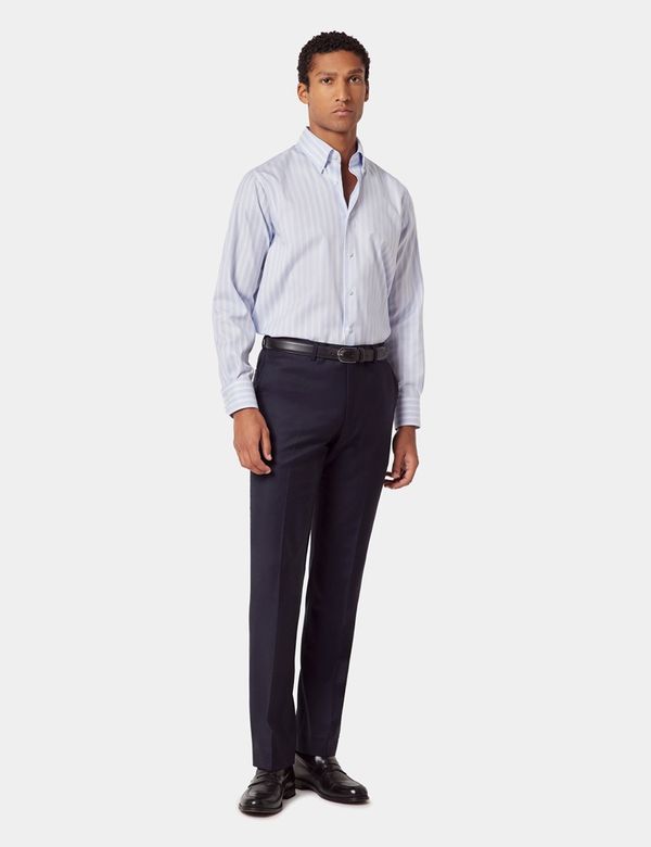 Men's Non-Iron Blue & Pink Bold Stripe Pin Point Oxford
