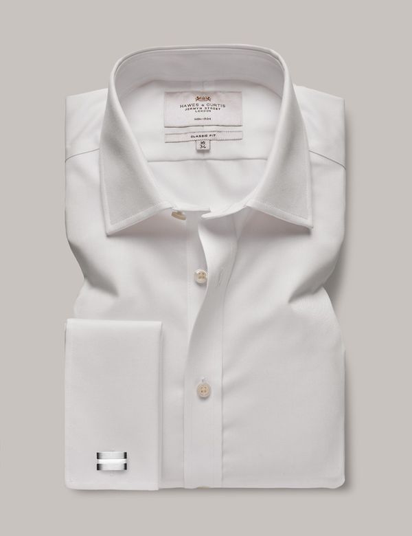 Double Two Men's Non-Iron Short Sleeve Oxford Shirt - White, Cotton Rich, Collar 19, Easy Care